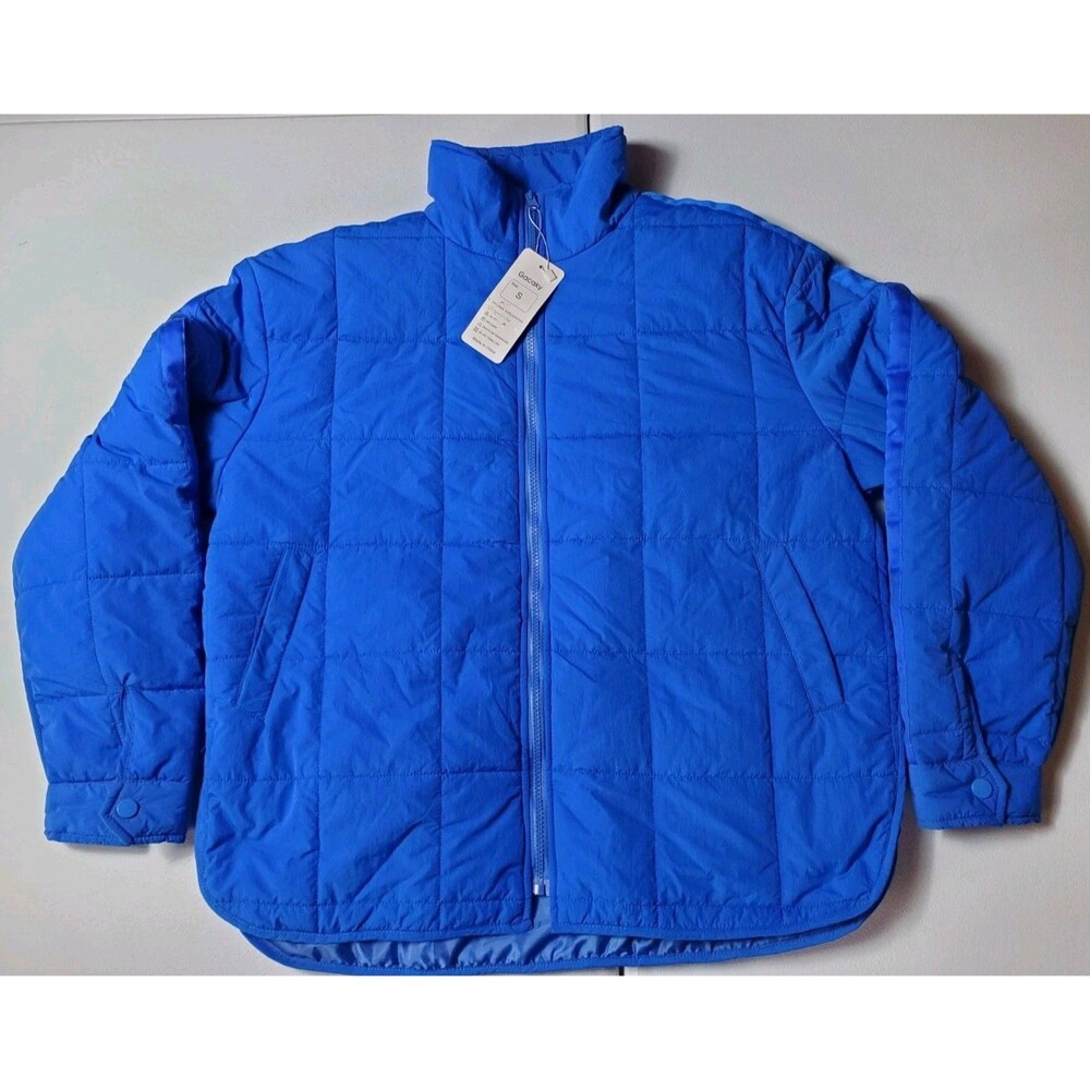 NEW Gacaky Women Lightweight Zip Puffer Jacket Coat w/ Pockets Blue Size Small